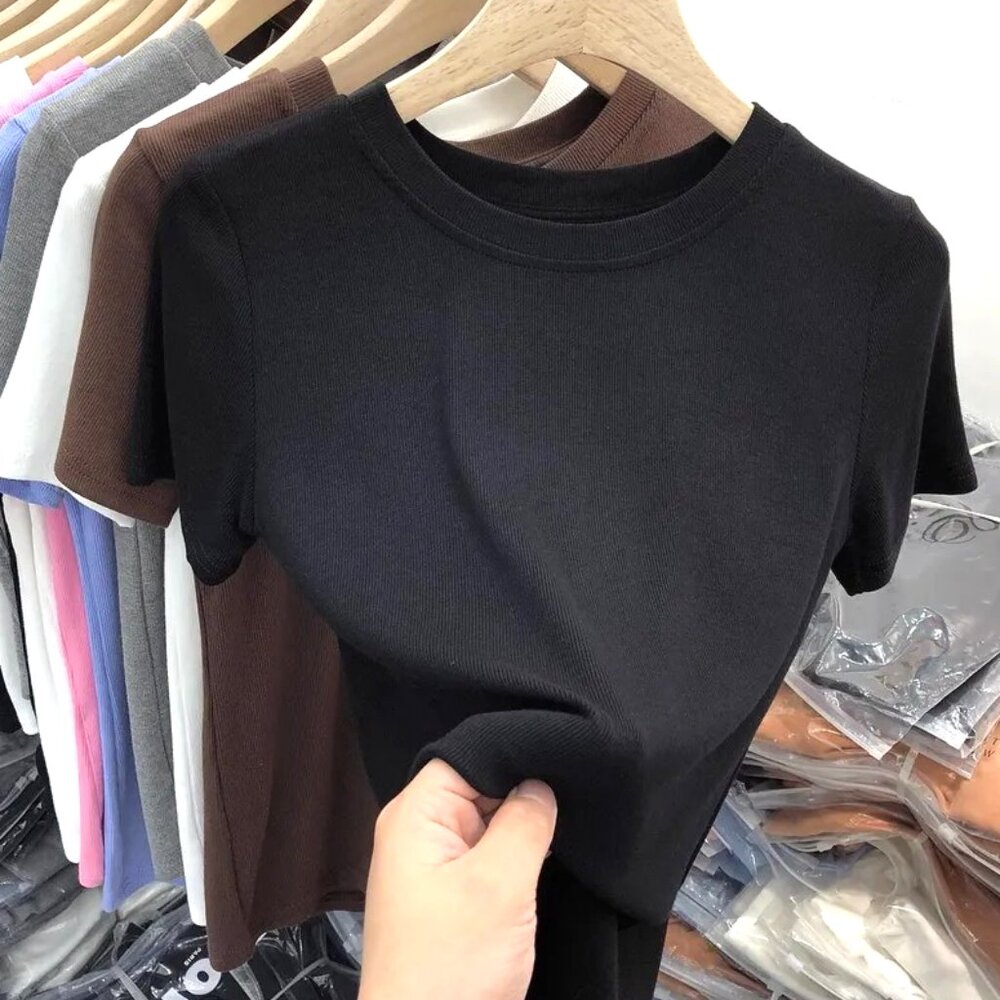 L, X, XXL BLACK CREW NECK SHORT SLEEVED TEE SHIRT 100% VISCOSE VERY SOFT